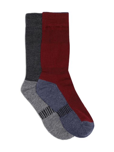 

Kosha Men Pack Of 2 Patterned Merino Woolen Socks, Maroon