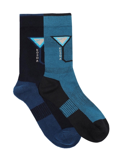 

Kosha Men Pack Of 2 Patterned Cotton Socks, Blue