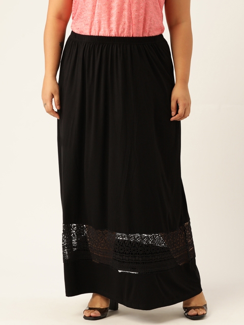 

Revolution Women Plus Size Black Lace Detail Maxi Skirt