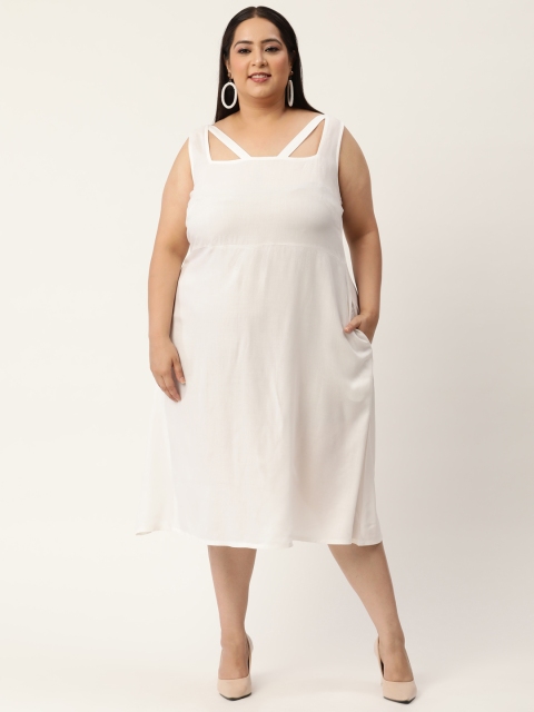 

Revolution Plus Size White A-Line Midi Dress