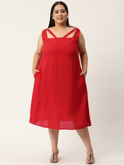 

Revolution Plus Size Red A-Line Midi Dress