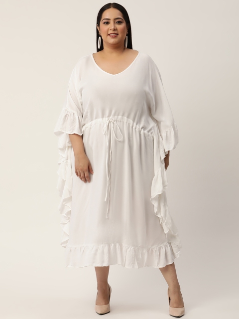 

Revolution Plus Size White Kaftan Midi Dress