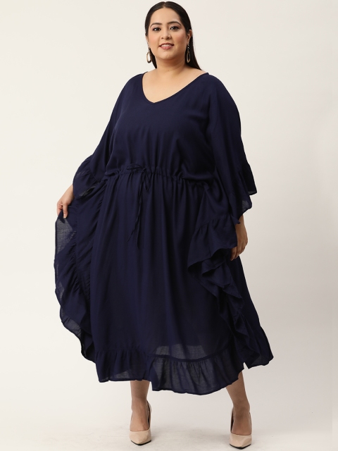 

Revolution Plus Size Navy Blue Kaftan Midi Dress