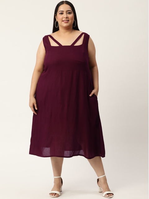 

Revolution Plus Size Burgundy A-Line Midi Dress