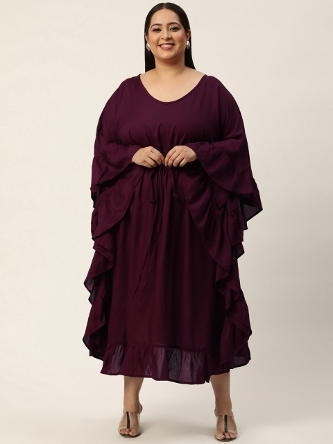 

Revolution Plus Size Burgundy Kaftan Midi Dress