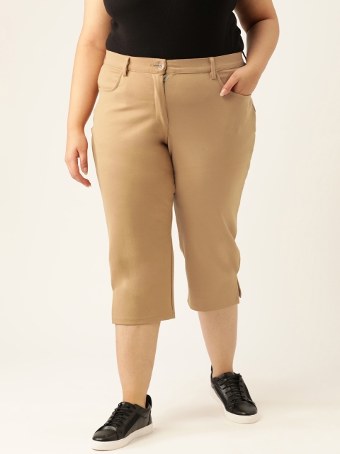 

Revolution Women Plus Size Beige Solid Capris
