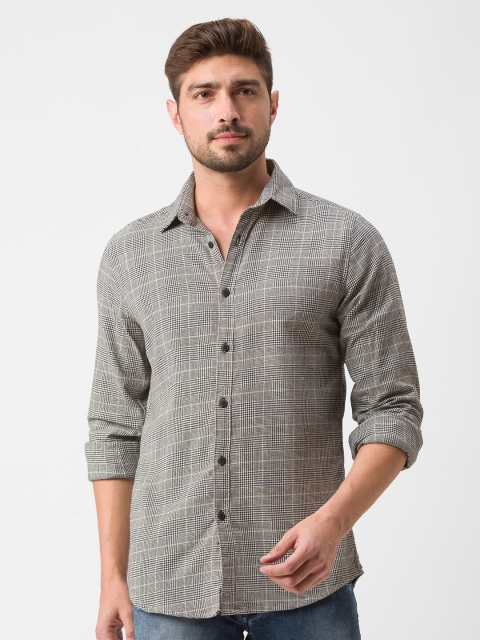

Nick&Jess Men Beige Classic Slim Fit Checked Casual Shirt