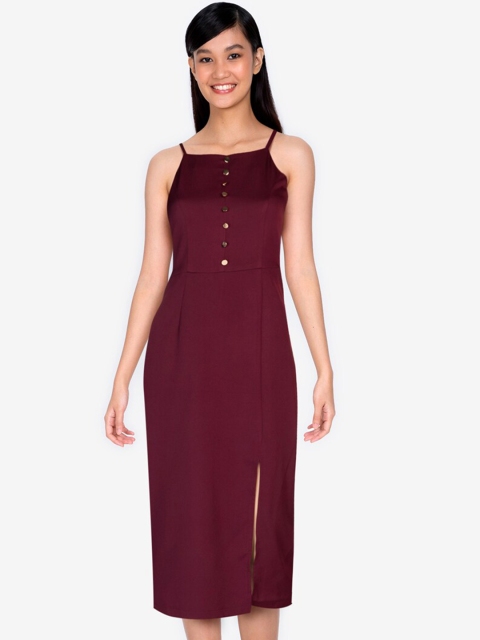 

ZALORA BASICS Women Red Solid Sheath Dress