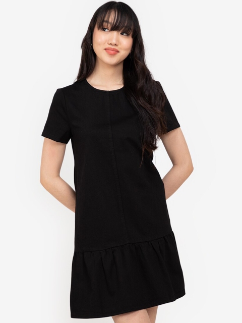

ZALORA BASICS Black Drop-Waist Denim Mini Dress