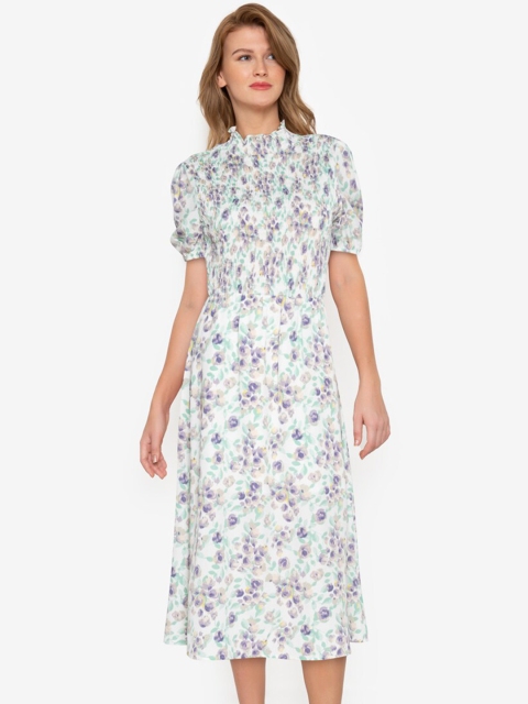 

ZALORA BASICS White & Green Fit & Flare Floral Dress