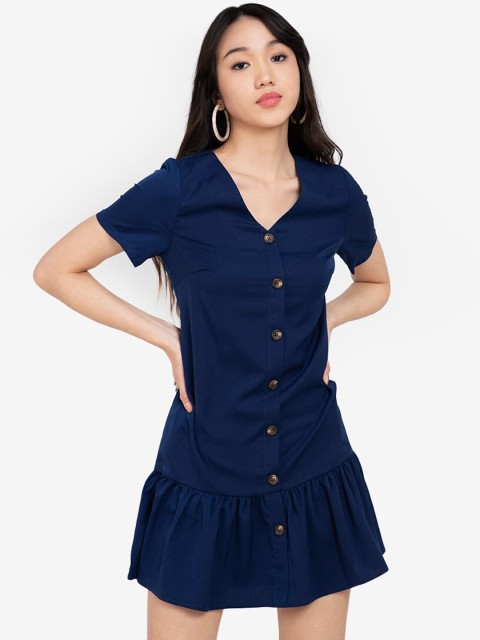

ZALORA BASICS Women Navy Blue A-Line Mini Dress