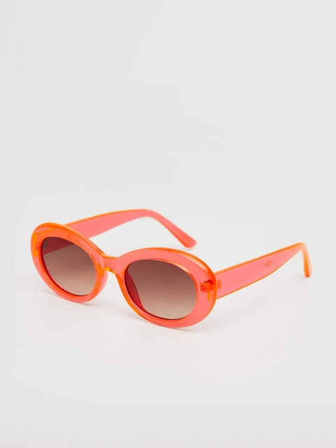 

MANGO Women Brown Lens & Orange Oval Sunglasses with UV Protected Lens, Coral