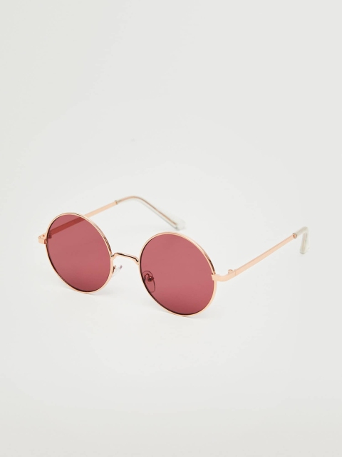 

MANGO Women Pink Lens & Rose Gold-Toned Round Sunglasses with UV Protected Lens
