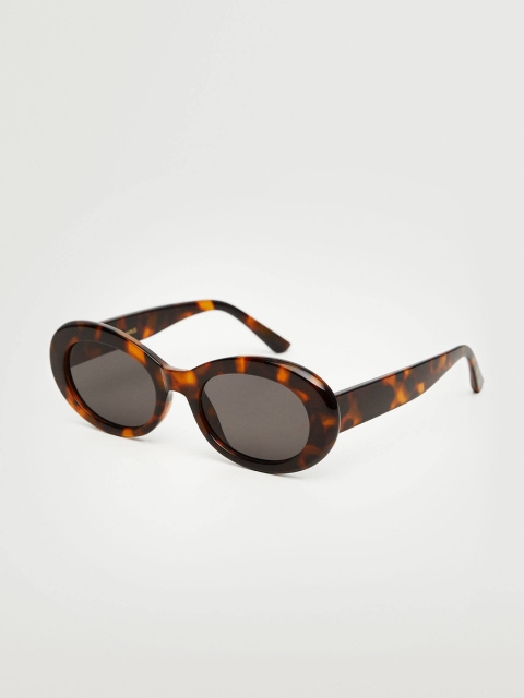 

MANGO Women Black Lens & Brown Oval Sunglasses with UV Protected Lens
