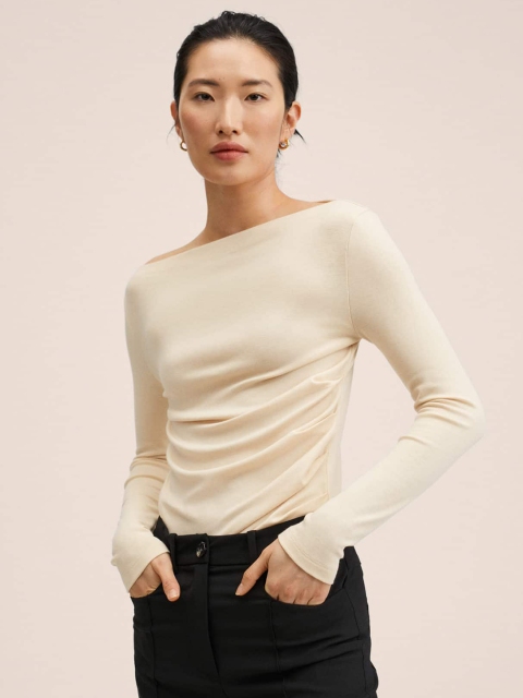 

MANGO Cream-Coloured Solid Top