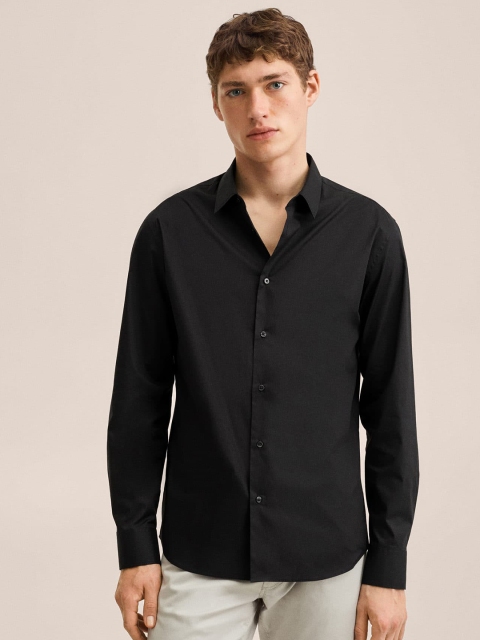 

MANGO MAN Black Slim Fit Casual Shirt