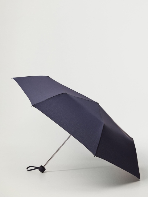 

MANGO Women Navy Blue Solid Folding Stick Umbrella with Cover