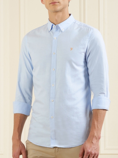 

Farah Men Blue Solid Cotton Casual Shirt