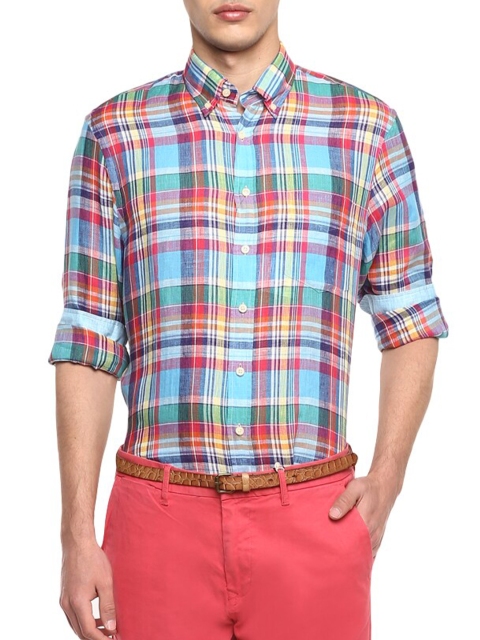 

HACKETT LONDON Men Multicoloured Tartan Checks Checked Casual Shirt, Multi