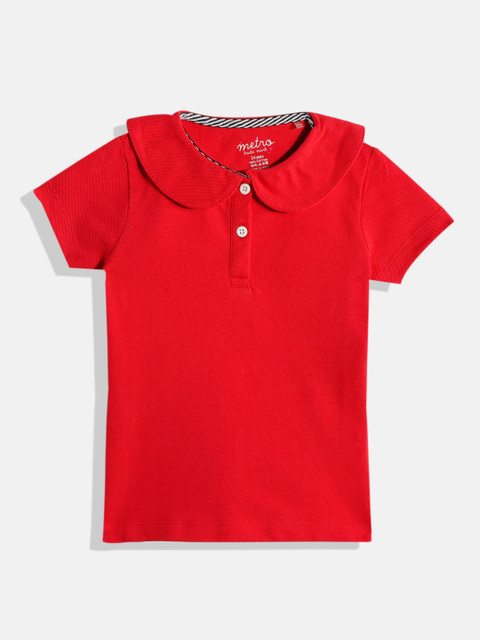 

METRO KIDS COMPANY Girls Red Polo Collar T-shirt