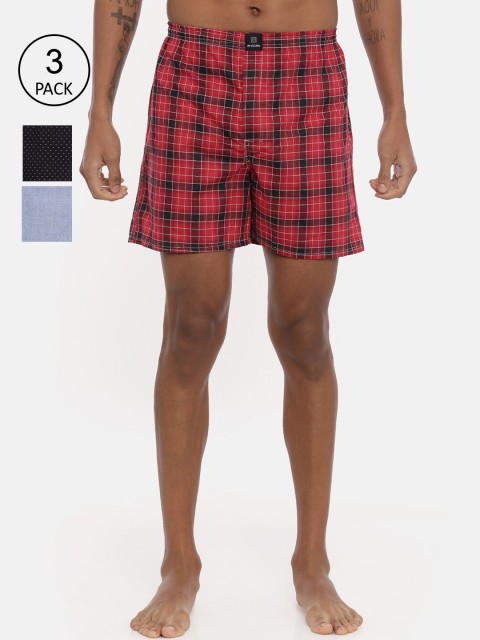 

IMYOUNG Men Pack Of 3 Assorted Pure Cotton Boxers