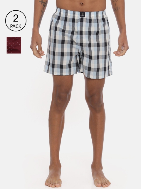 

IMYOUNG Men Pack Of 2 Printed Pure Cotton Boxers, Assorted