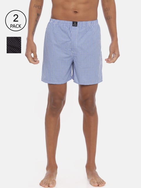 

IMYOUNG Men Pack Of 2 Pure Cotton Boxers IMYBXRPK243M, Blue