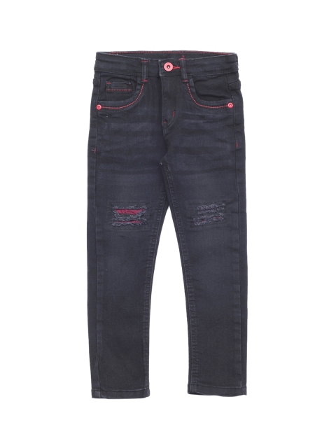 

Lil Lollipop Kids Black Mildly Distressed Light Fade Cotton Jeans