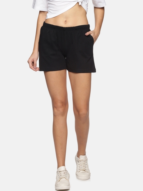 

BEVERLY BLUES Women Black Solid Cotton Sports Shorts
