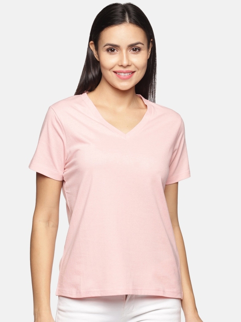 

BEVERLY BLUES Women Pink Solid Cotton T Shirts