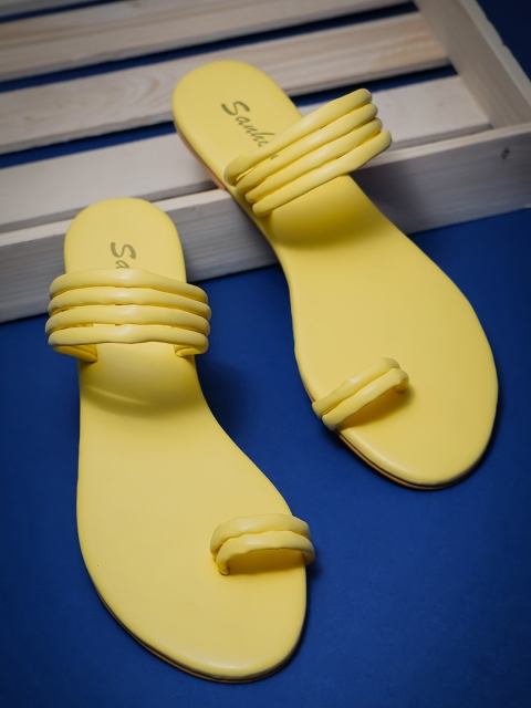 

Sanhose Women Yellow Solid One Toe Flats