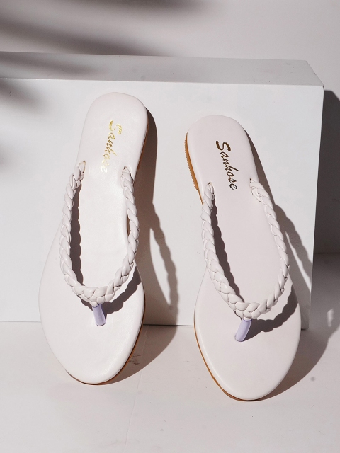 

Sanhose Women White T-Strap Flats