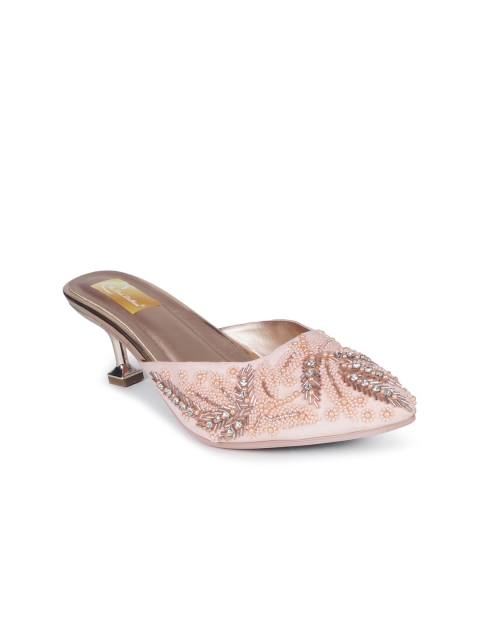 

The Desi Dulhan Pink Embellished Ethnic Kitten Pumps