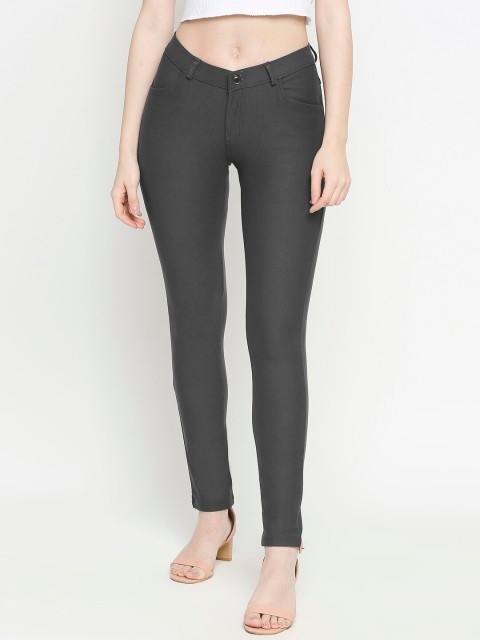 

PURPLE WATER Women Grey Solid Slim-Fit Jeggings