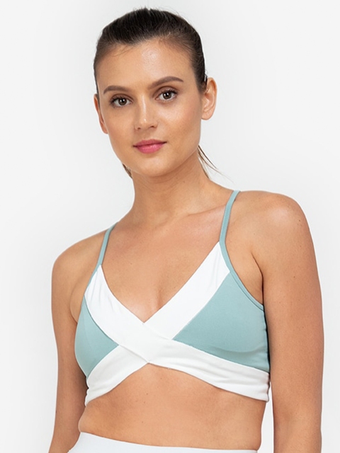 

ZALORA ACTIVE Green & White Colourblocked Bra Lightly Padded