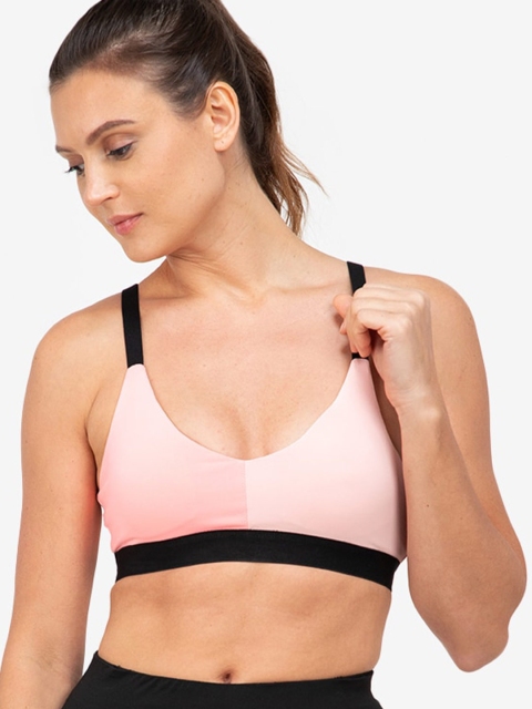 

ZALORA ACTIVE Peach-Coloured & Black Lightly Padded Sports Bra ZV1021WAP0569A-L