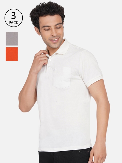 

Dais Men Pack of 3 Solid Polo Collar T-shirts, Orange