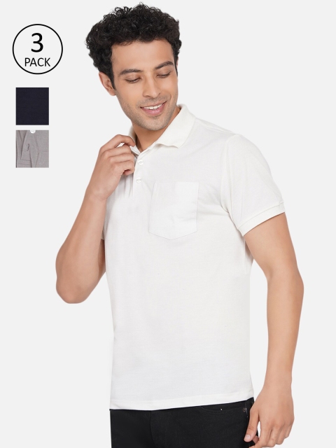 

Dais Men Pack of 3 Solid Polo Collar T-shirts, Grey