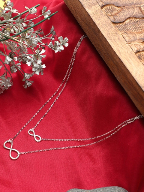 

KACY Silver-Plated Double Layered Silver Lucky Infinity Necklace