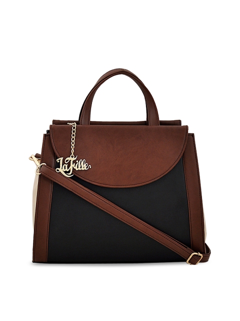 

LaFille Women Brown Colourblocked PU Structured Handheld Bag