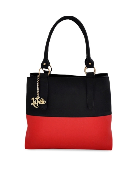 

LaFille Red Colourblocked PU Structured Handheld Bag