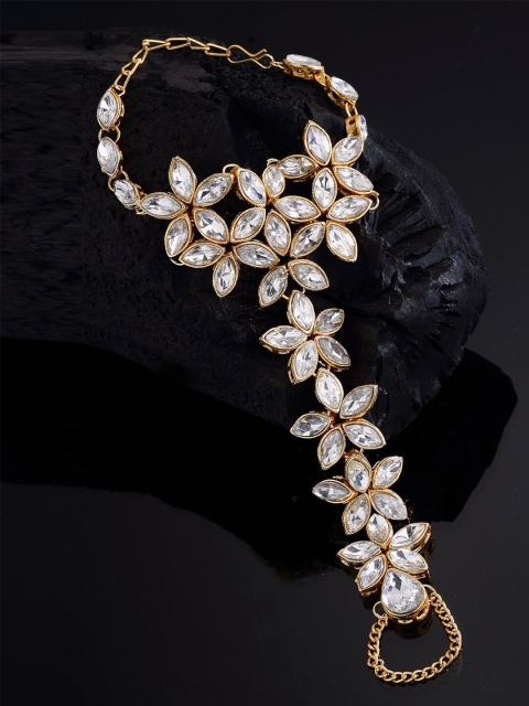 

NEUDIS Women Gold-Toned & Silver-Toned Kundan Wraparound Bracelet