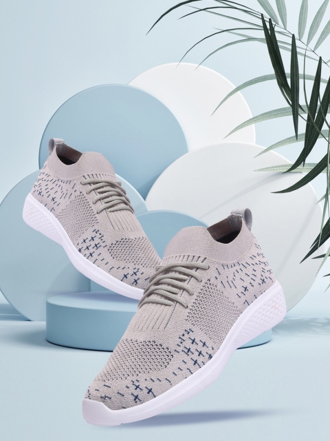 

M7 by Metronaut Women Grey Textile Woven Design Round Toe Sneakers