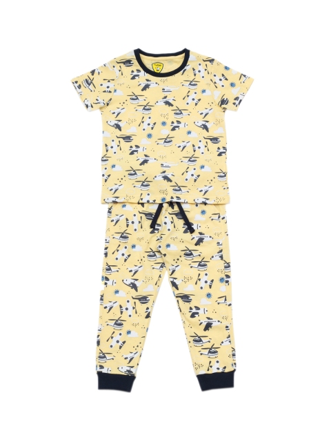 

Lil Lollipop Unisex Kids Yellow & Black Printed Night suit