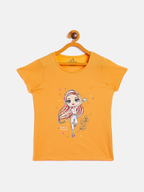 

DREAMZONE Girls Yellow Printed T-shirt