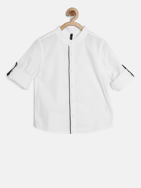

United Colors of Benetton Boys Off-White Solid Shirt