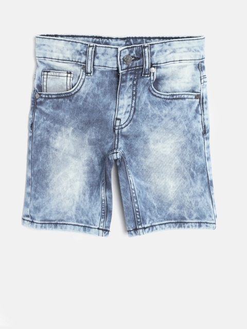 

United Colors of Benetton Boys Blue Acid Washed Denim Shorts