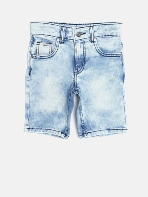 

United Colors of Benetton Boys Blue Acid Washed Denim Shorts