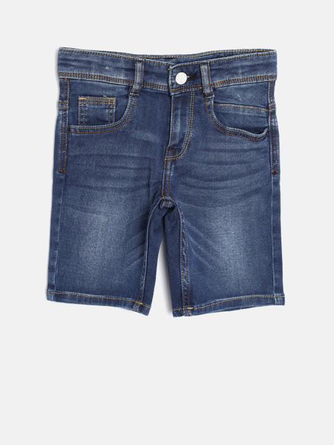 

United Colors of Benetton Boys Blue Washed Regular Fit Denim Shorts