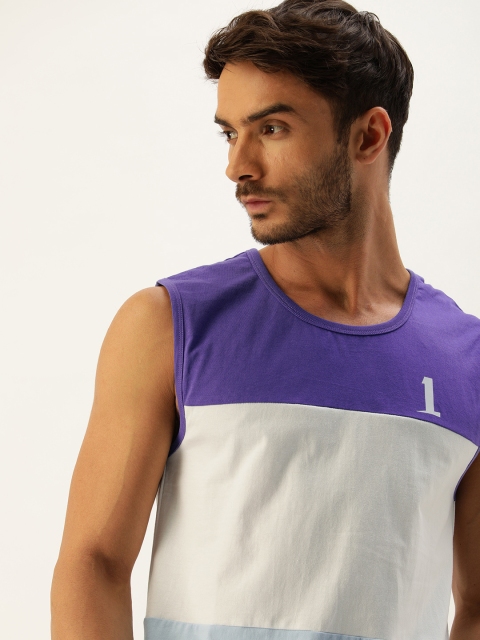 

SINGLE Men Blue Colourblocked T-shirt